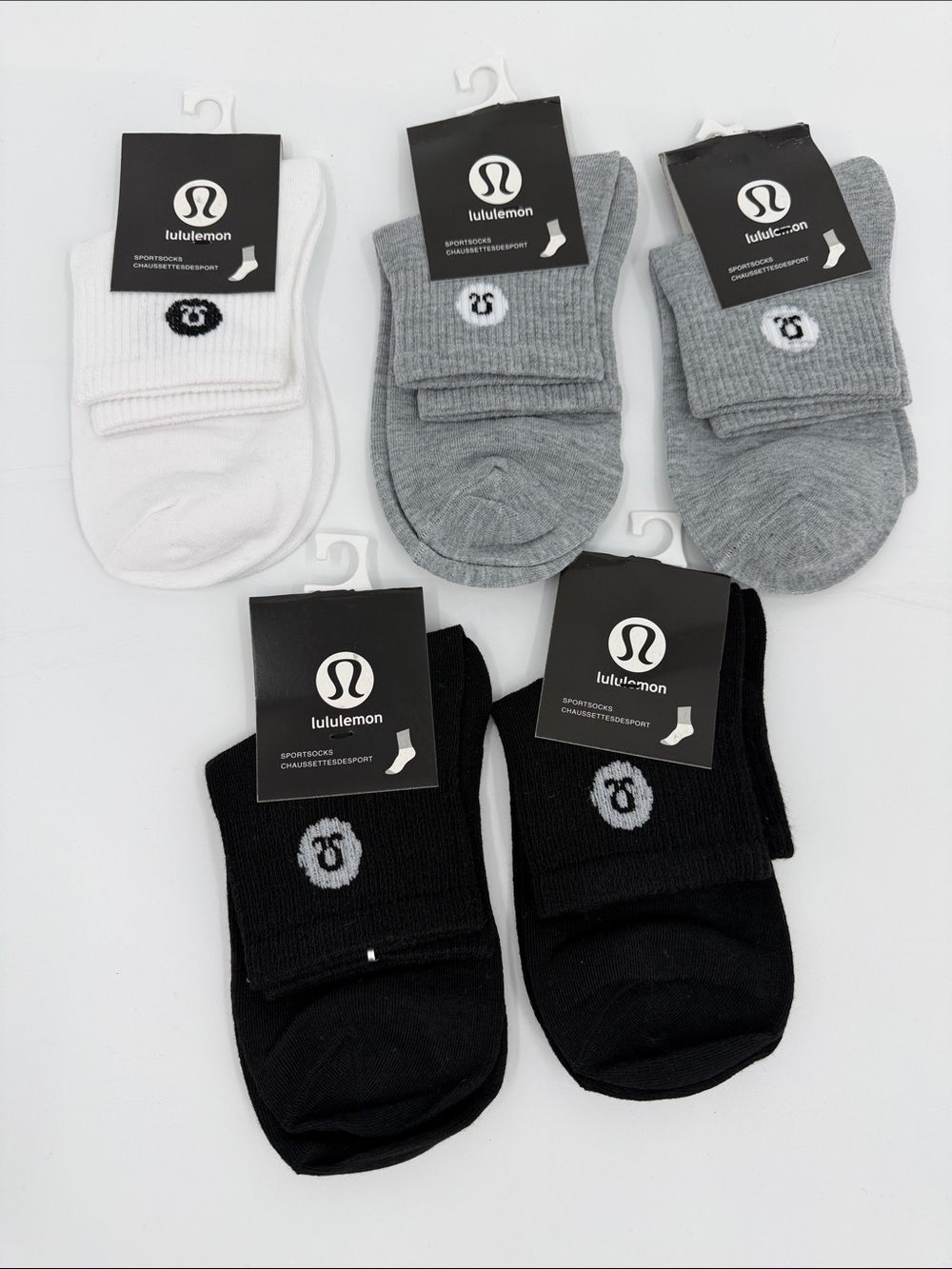 lululemon athletica Cushioned Ankle Socks - Pack of 5 (White, Gray, Black)